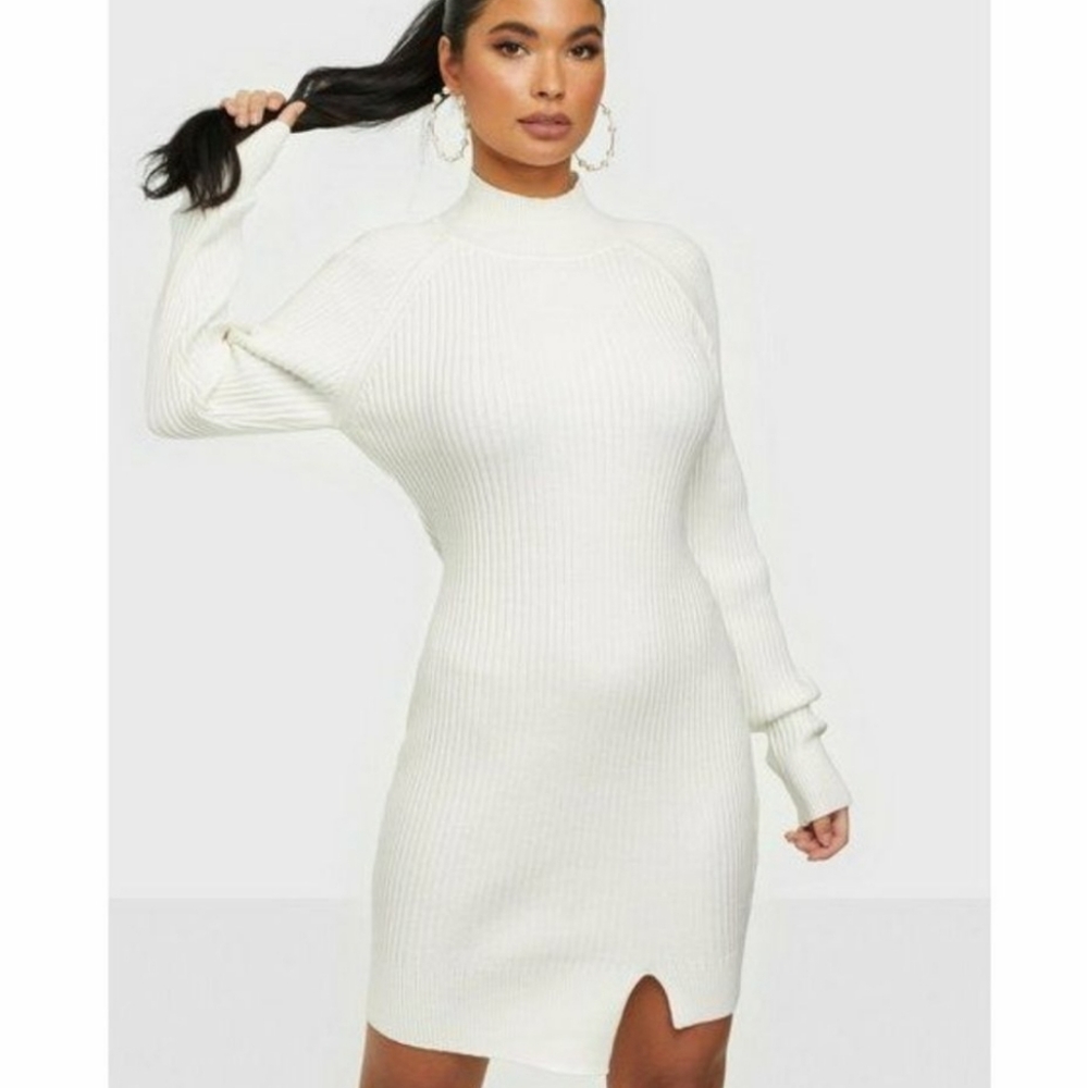 SALE ❤  Bardot Ivory Mini Ribbed Mockneck Bodycon Long Sleeve Dress - Picture 15 of 15